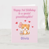 かわいい子猫の3歳誕生日カード お孫さんへ カード (正面)
