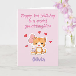 かわいい子猫の3歳誕生日カード お孫さんへ カード