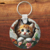 かわいい子猫の3D画像 キーホルダー (裏面)