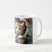 かわいい子猫の3D画像 コーヒーマグカップ (正面右)