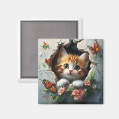 かわいい子猫の3D画像 マグネット (正面/裏面)