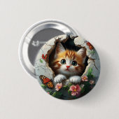 かわいい子猫の3D画像 缶バッジ (正面&裏面)