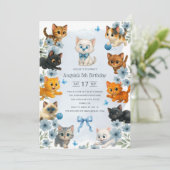 かわいい子猫の5歳の誕生日パーティー 招待状 (スタンド正面)