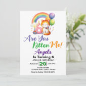 かわいい子猫の6歳の誕生日パーティー 招待状 (スタンド正面)