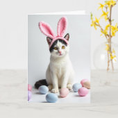 かわいい子猫の パステル 春 カード (黄色い花)