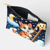 かわいい子猫はしごを月に登る アクセサリーポーチ (見開き)