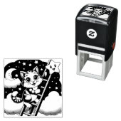 かわいい子猫はしごを月に登る セルフインキングスタンプ (インサイチュ)