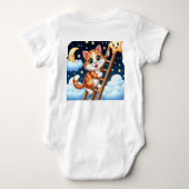 かわいい子猫はしごを月に登る ベビーボディスーツ (裏面)