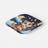 かわいい子猫はしごを月に登る ペーパープレート (傾斜あり)