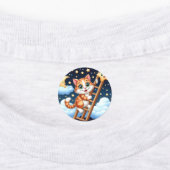 かわいい子猫はしごを月に登る ラベル (貼付)