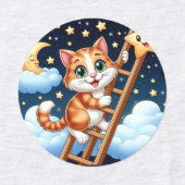 かわいい子猫はしごを月に登る ラベル (デザイン2)