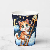 かわいい子猫はしごを月に登る 紙コップ (裏面)