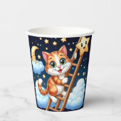 かわいい子猫はしごを月に登る 紙コップ (正面)