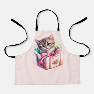 かわいい子猫を箱に入れた誕生日 エプロン