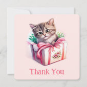 かわいい子猫を箱に入れた誕生日 サンキューカード
