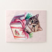 かわいい子猫を箱に入れた誕生日 ジグソーパズル (横)