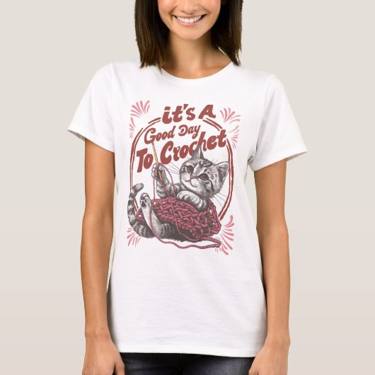 かわいい子猫を糸で編み上げるのはいい日だ Tシャツ (正面)