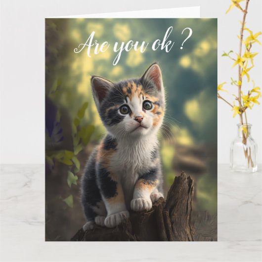 かわいい子猫を飼う カード (黄色い花)