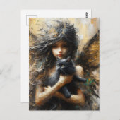 かわいい子猫を飼っている妖精 ポストカード (正面/裏面)