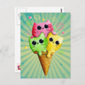 かわいい子猫アイスクリーム ポストカード (正面/裏面)