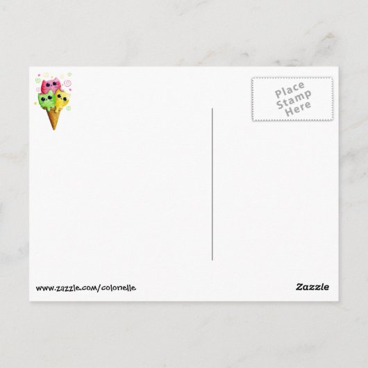 かわいい子猫アイスクリーム ポストカード (裏面)