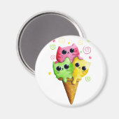 かわいい子猫アイスクリーム マグネット (正面/裏面)