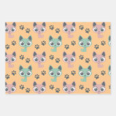 かわいい子猫アニメ猫漫画の大きな目 ラッピングペーパーシート (正面)