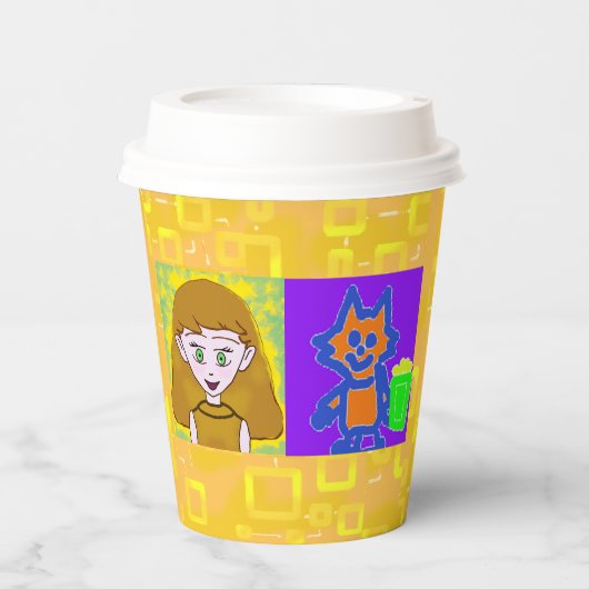 かわいい子猫アニメ 紙コップ (正面)