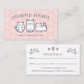 かわいい子猫アポイントメントリマインダーピンク 予約カード (正面/裏面)