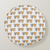 かわいい子猫イラストレーションオレンジアンドグレー ラウンドクッション (裏面)