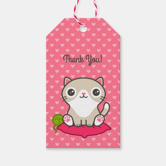 かわいい子猫イラストレーション ギフトタグ (正面)
