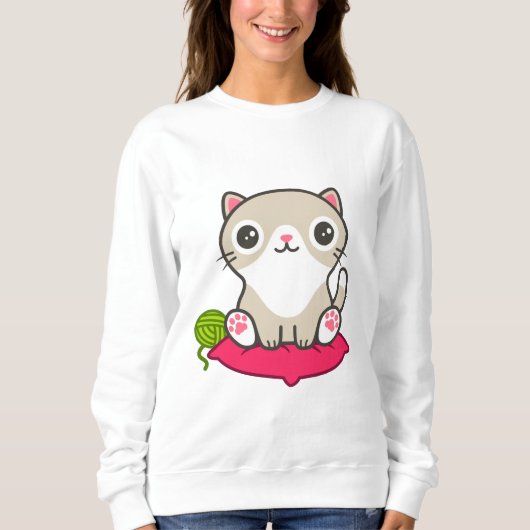 かわいい子猫イラストレーション スウェットシャツ (正面)