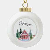 かわいい子猫イラストレーション セラミックボールオーナメント (正面)