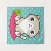 かわいい子猫イラストレーション タペストリー (正面(横))