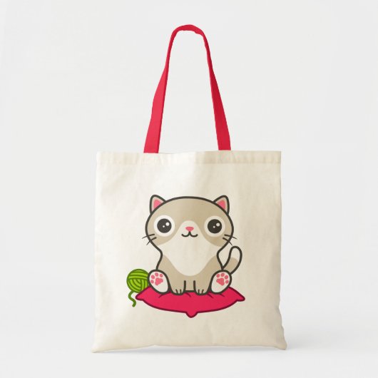 かわいい子猫イラストレーション トートバッグ (正面)