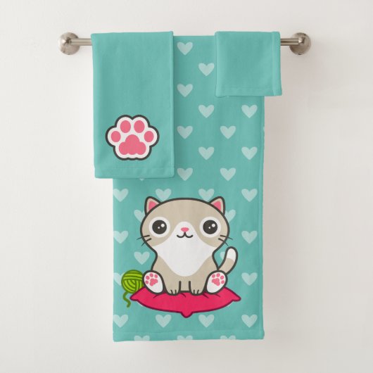 かわいい子猫イラストレーション バスタオルセット (インサイチュ)