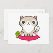 かわいい子猫イラストレーション ポストカード (正面/裏面)