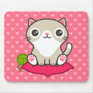 かわいい子猫イラストレーション マウスパッド