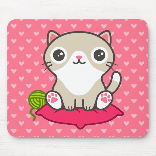 かわいい子猫イラストレーション マウスパッド (正面)