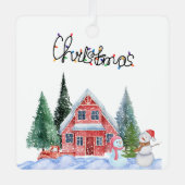 かわいい子猫イラストレーション メタルオーナメント (正面)