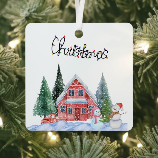 かわいい子猫イラストレーション メタルオーナメント (インサイチュ)