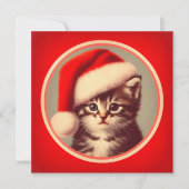 かわいい子猫インサンタハットレッドレトロ シーズンカード (正面)