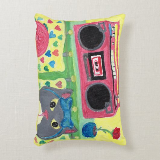 かわいい子猫インベッドルームフォークアートおもしろい絵画ズ アクセントクッション (正面(垂直))