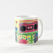 かわいい子猫インベッドルームレトロアート コーヒーマグカップ (正面右)