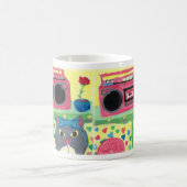 かわいい子猫インベッドルームレトロアート コーヒーマグカップ (中央)