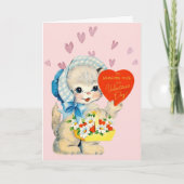 かわいい子猫インボンネットレトロバレンタイン シーズンカード (正面)