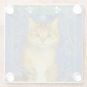 かわいい子猫インヴィンテージアールヌーボースタイル ガラスコースター (裏面)