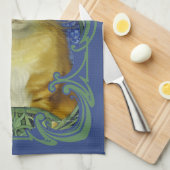 かわいい子猫インヴィンテージアールヌーボースタイル キッチンタオル (四つ折り)