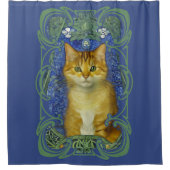 かわいい子猫インヴィンテージアールヌーボースタイル シャワーカーテン (正面)