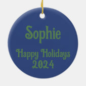 かわいい子猫インヴィンテージアールヌーボースタイル セラミックオーナメント (裏面)